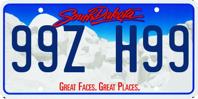 SD license plate 99ZH99