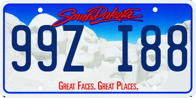 SD license plate 99ZI88
