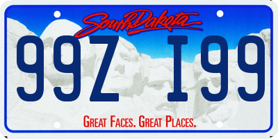 SD license plate 99ZI99