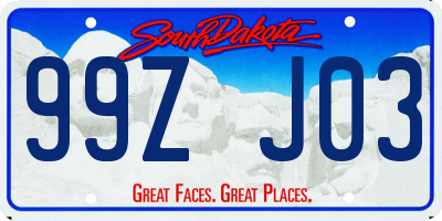 SD license plate 99ZJ03
