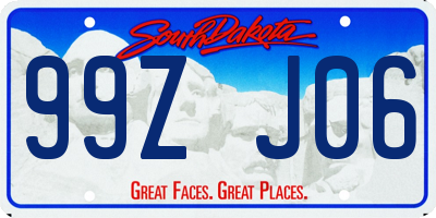 SD license plate 99ZJ06