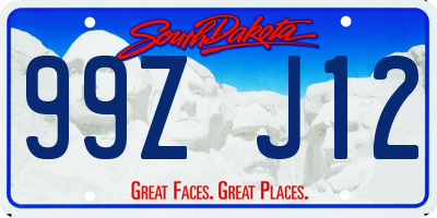 SD license plate 99ZJ12