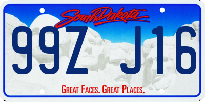 SD license plate 99ZJ16