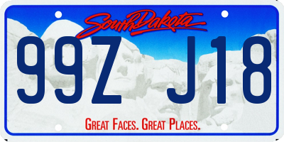 SD license plate 99ZJ18
