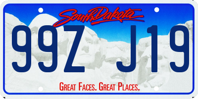 SD license plate 99ZJ19
