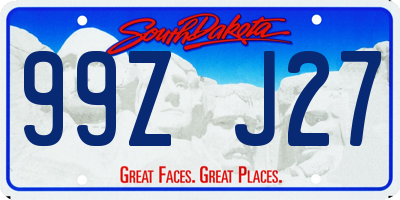 SD license plate 99ZJ27