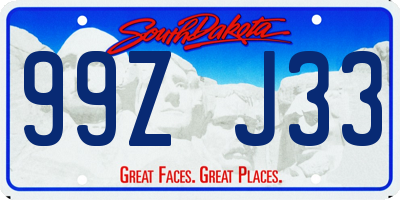 SD license plate 99ZJ33