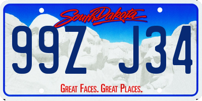 SD license plate 99ZJ34