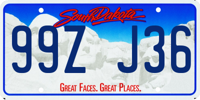 SD license plate 99ZJ36