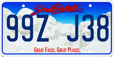 SD license plate 99ZJ38