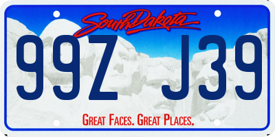 SD license plate 99ZJ39