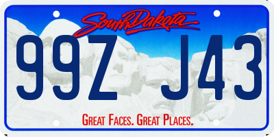 SD license plate 99ZJ43