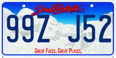SD license plate 99ZJ52