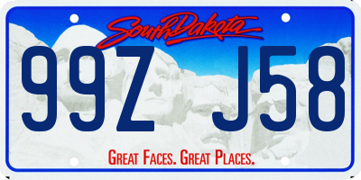 SD license plate 99ZJ58