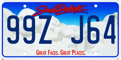 SD license plate 99ZJ64