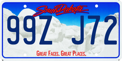 SD license plate 99ZJ72