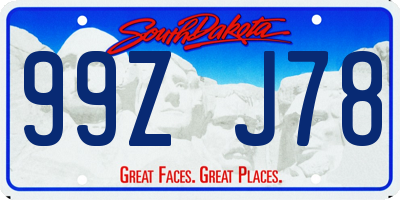 SD license plate 99ZJ78