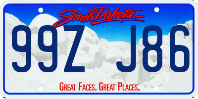 SD license plate 99ZJ86
