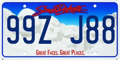 SD license plate 99ZJ88