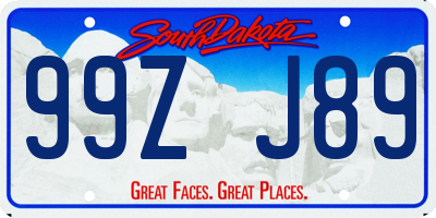 SD license plate 99ZJ89