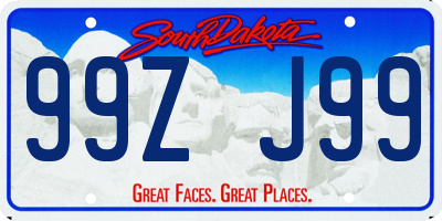 SD license plate 99ZJ99