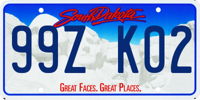 SD license plate 99ZK02