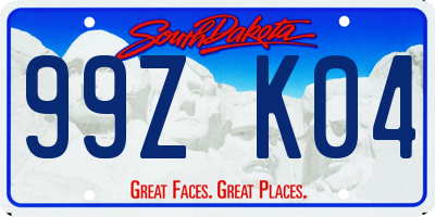 SD license plate 99ZK04