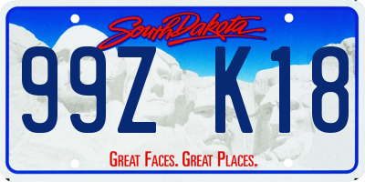 SD license plate 99ZK18