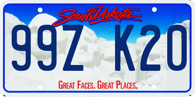 SD license plate 99ZK20
