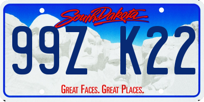 SD license plate 99ZK22