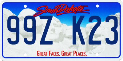 SD license plate 99ZK23