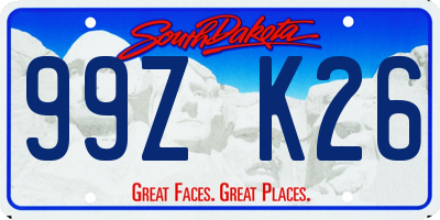 SD license plate 99ZK26