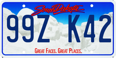 SD license plate 99ZK42