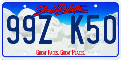 SD license plate 99ZK50