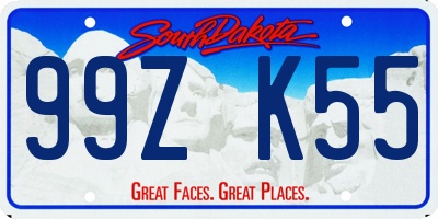 SD license plate 99ZK55