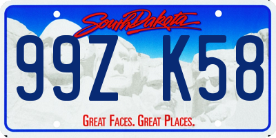 SD license plate 99ZK58