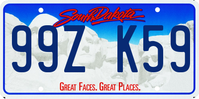 SD license plate 99ZK59
