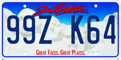 SD license plate 99ZK64