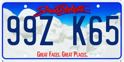 SD license plate 99ZK65