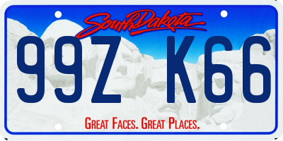 SD license plate 99ZK66