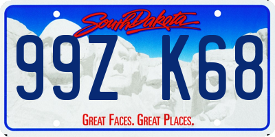 SD license plate 99ZK68