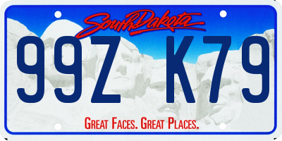 SD license plate 99ZK79