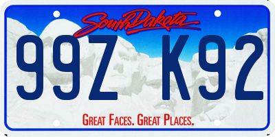 SD license plate 99ZK92