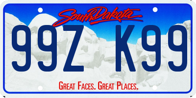 SD license plate 99ZK99