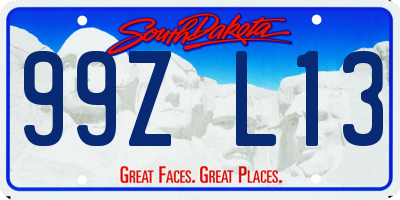 SD license plate 99ZL13