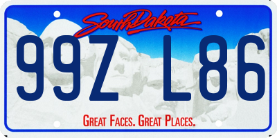 SD license plate 99ZL86