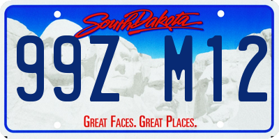SD license plate 99ZM12