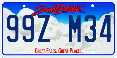 SD license plate 99ZM34