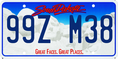 SD license plate 99ZM38
