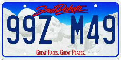 SD license plate 99ZM49